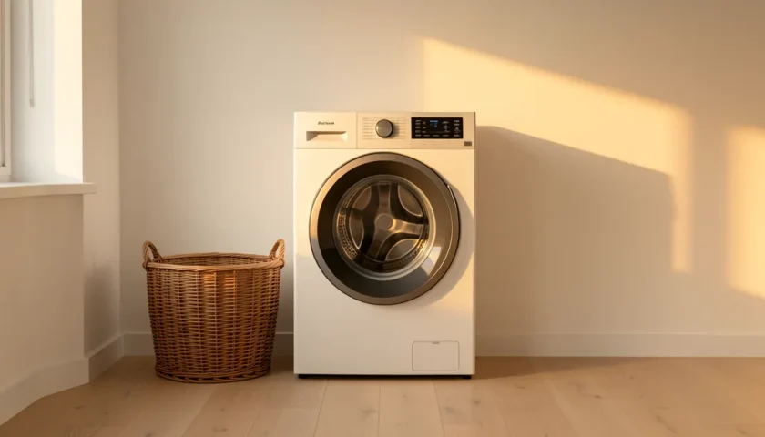 Kodinhoitohuone, jossa aeg kuivaava pesukone ei kuivaa pyykkejä kunnolla.