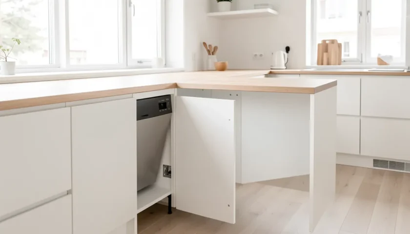 Bosch astianpesukone asennus modernissa suomalaisessa keittiössä.